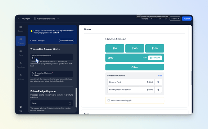Finance>Amounts - MaxMin - Donation