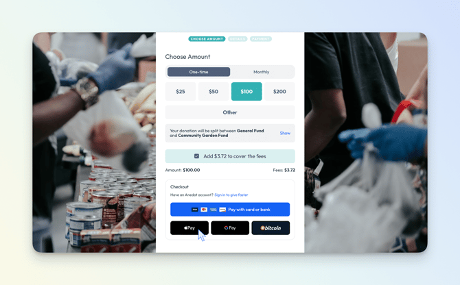 Finance>Payments - Methods - Donation