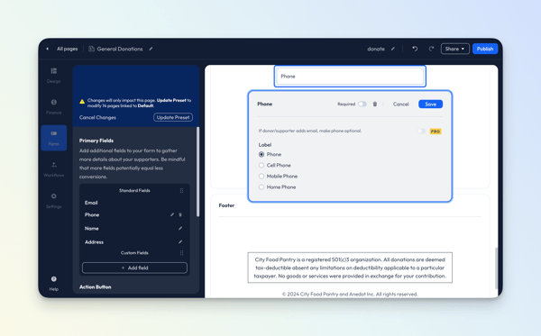 Form - Phone - Donation