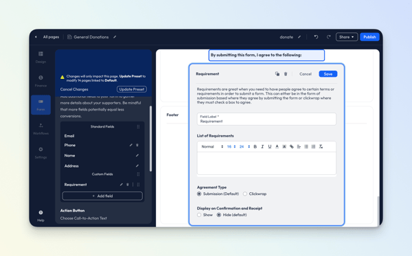 Form - Requirement - Donation