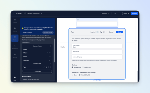 Form - Text - Donation