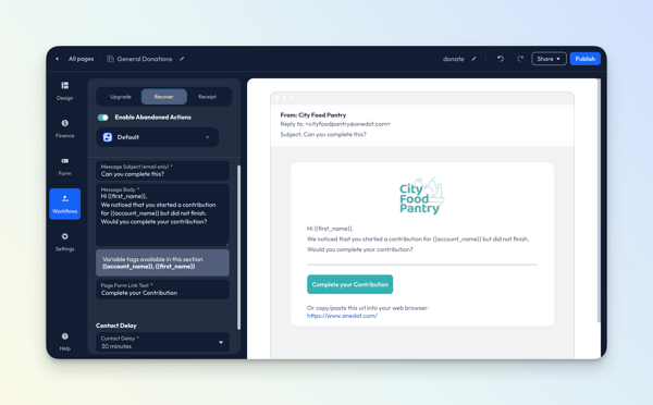Workflows>Recovery - Donation