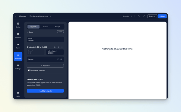 Workflows>Upgrades - Post Builder - Donation