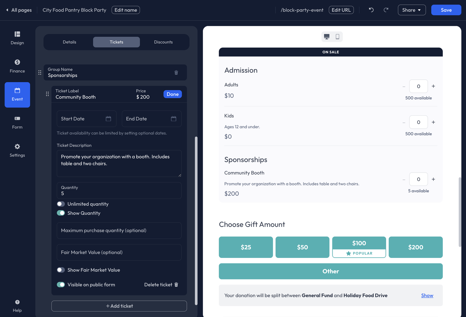 Event Page Builder